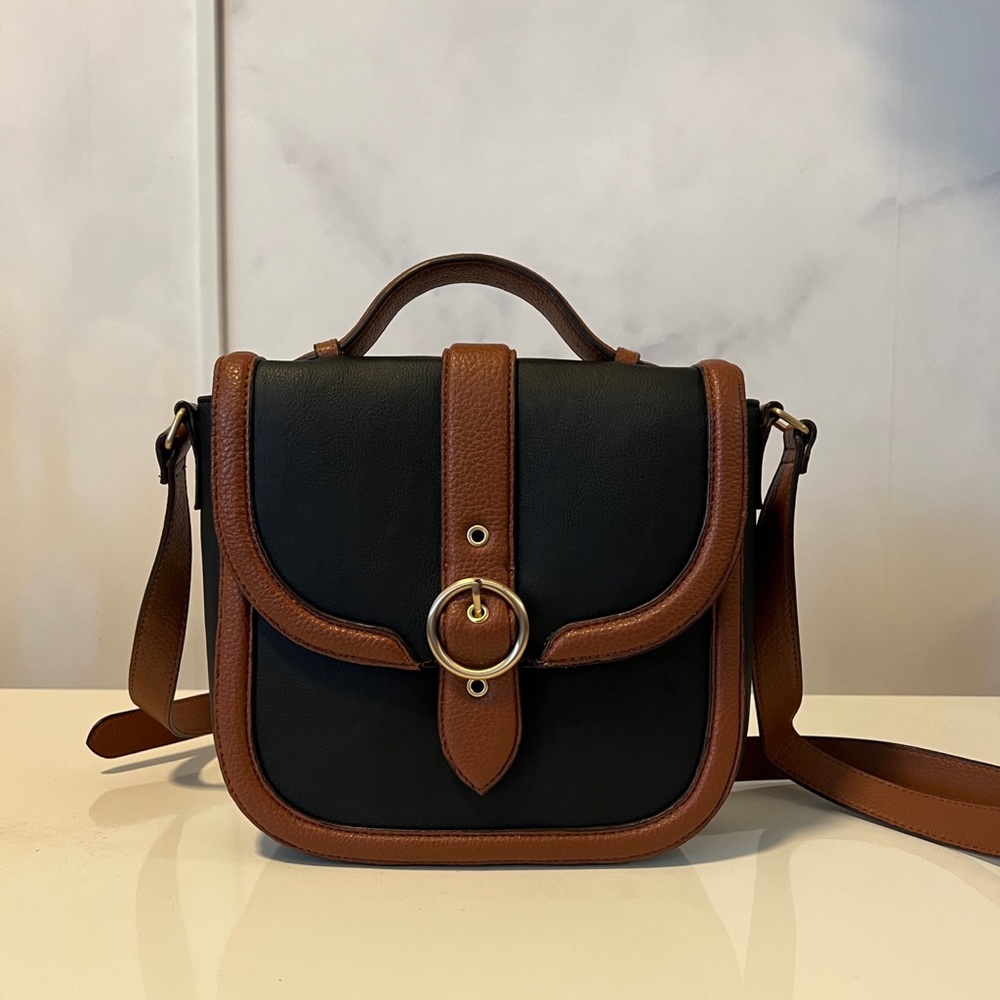 Colorblock Faux Leather Crossbody Bag